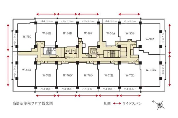 ワイドスパン設計の概念図