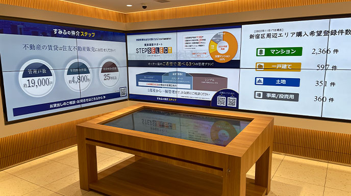 ベイシティタワーズ神戸WESTの店頭パネル＆デジタルサイネージ
